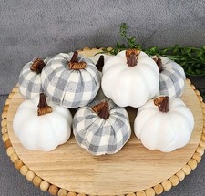 Gray & White Buffalo Check Foam Pumpkins Fall...