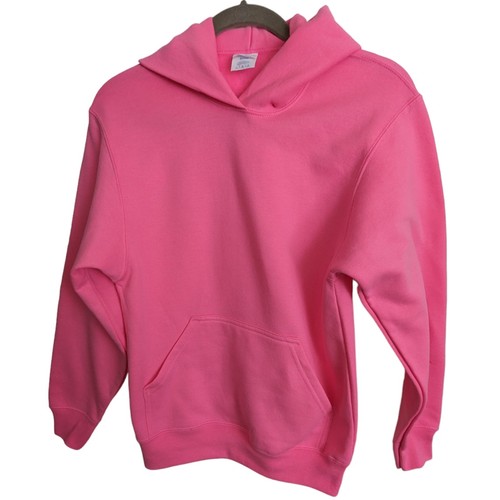 Port & Company Youth Hoodie Size L Core Fleece Pink Hooded Sweatshirt