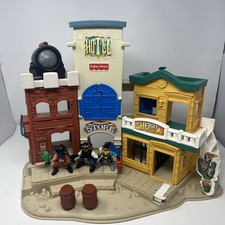 Fisher Price Great Adventures Cowboy Wild Western Stagecoach Town Cannon Figures