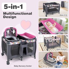 Nursery Center Bassinet Foldable Pack & Play Portable Baby Playard