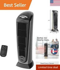 Sleek Portable 1500W Ceramic Heater with Adjustable Thermostat & Timer Function