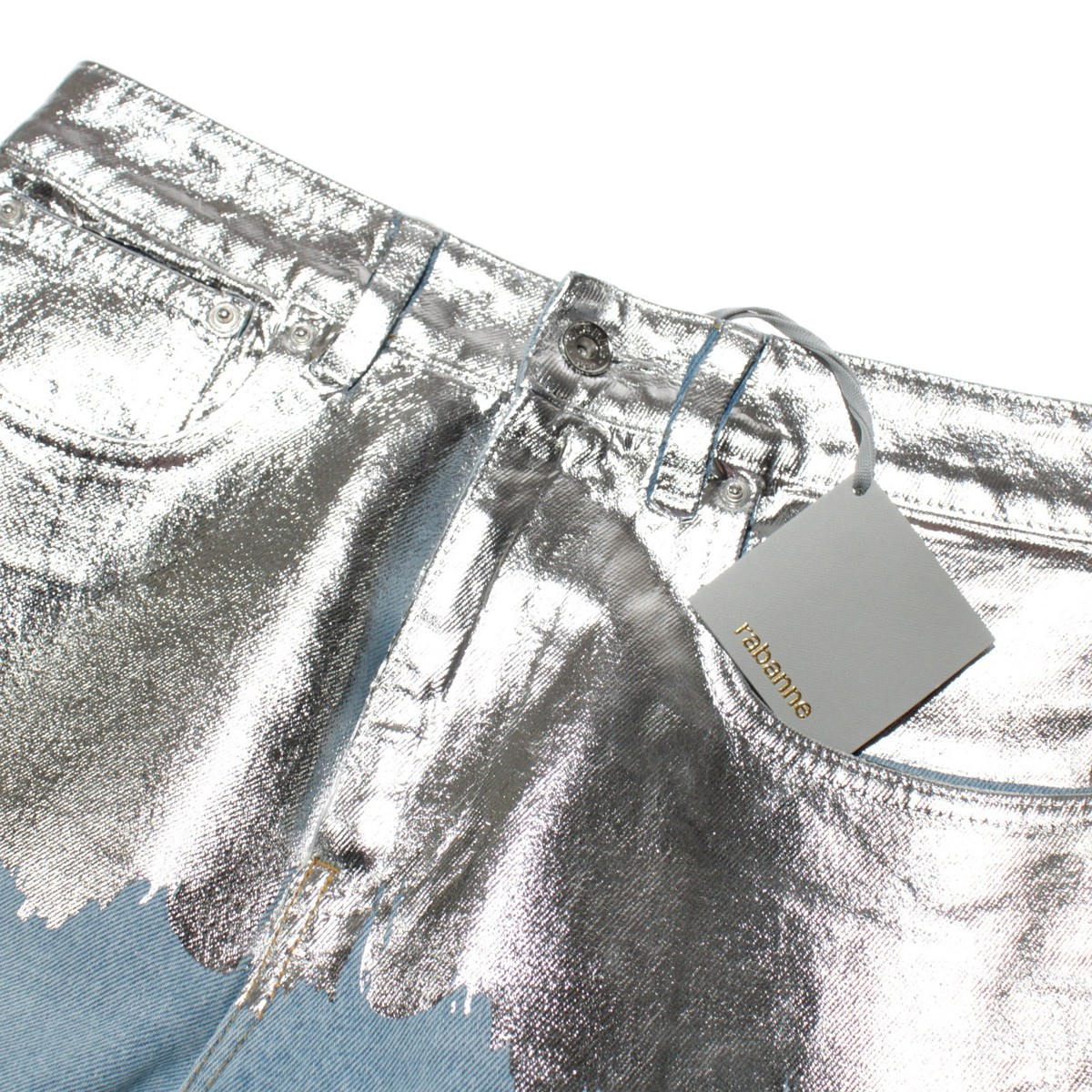Paco Rabanne NWT Denim Jeans Size 36 (US 4) in Blue w/ Metallic 