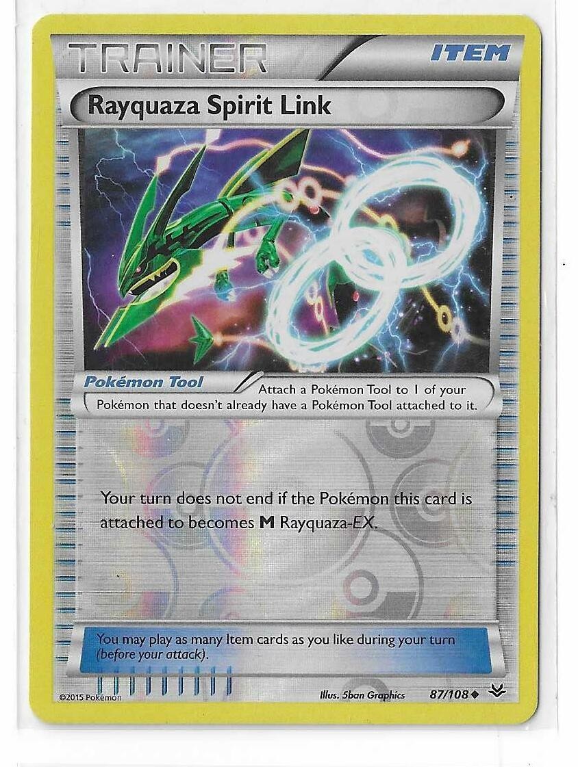 Rayquaza Spirit Link 87/108 Reverse Holo Roaring Skies XY Pokemon TCG Card LP