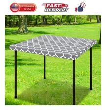 Picnic Fitted Table Cover, Square Flannel Backed Vinyl Tablecloth