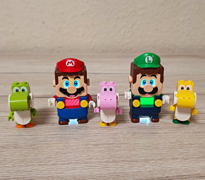 LEGO Super Mario Minifiguren Konvolut: Mario, Luigi, Yoshi grün/pink/gelb