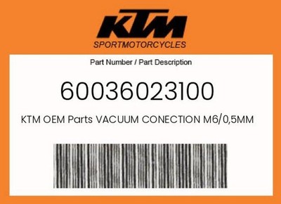 KTM Genuine Vacuum Conection M6/0,5Mm - 60036023100