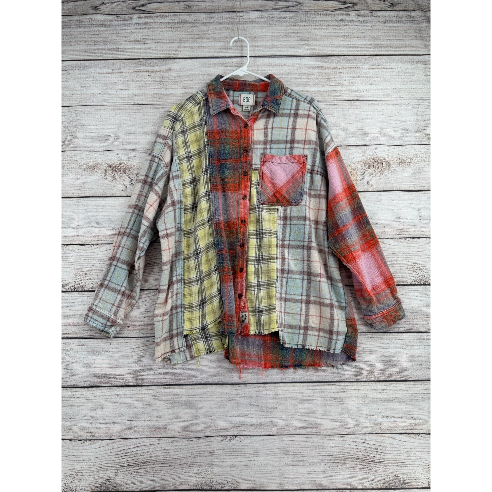 BDG Patchwork Flannel Button Down Shirt Womens Me… - image 1