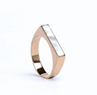 Handmade Gold Plated Pearl Inlay Ring Birthday Gift For Boys 925 Silver Jewelry