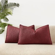 12x20 Throw Pillow Covers Set of 2 Decorative 20" x 12" Pack of 2 Burgundy