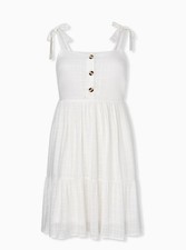 Torrid Size 00 Torrid Ivory Textured Button Shirred Skater Dress NWT MSRP 69.50