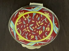 Crummles Red Floral English Enamel Trinket Box