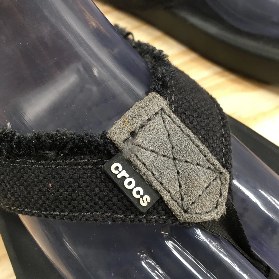 Sandalias Crocs Para Hombre 7 Sta Cruz Negras Lona Sin Cordones Cómodas Chanclas 14393 Foto 4 de 4