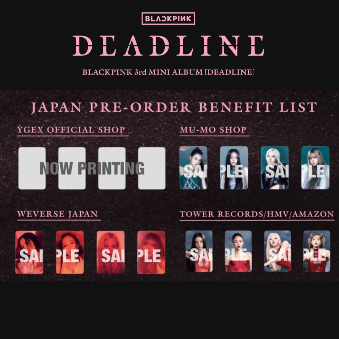 BLACKPINK [DEADLINE] 3RD MINI ALBUM PHOTOCARD POB JAPAN WEBSITE