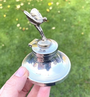 Rolls Royce Solid Sterling Silver Hallmarked Ink Well Inkwell