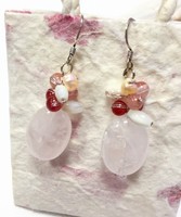 Earrings Rose Quartz Pink Gemstone Cluster Dangle Pierced Fairtrade Handmade Earrings Rose Quartz Pink Gemstone Cluster Dangle Pierced Fairtrade Handmade