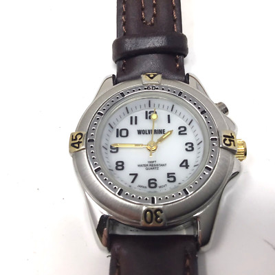 Wolverine Mens Quartz Watch Leather Band 100ft. Water Resistant WV3069S Works