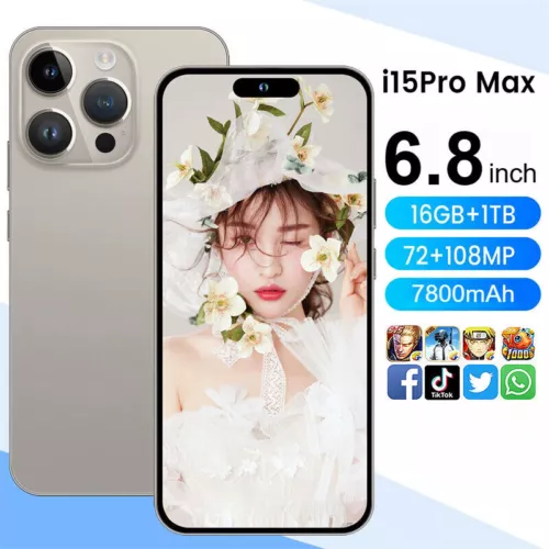 I15 Pro Max Smartphone Global Unlocked Android 14 6.8" 16GB+1TB 7800mAh Gray - Picture 2 of 17