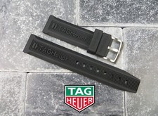 New 20 mm Authentic TAG HEUER Soft Rubber Strap Black OEM Diver Watch Band Z