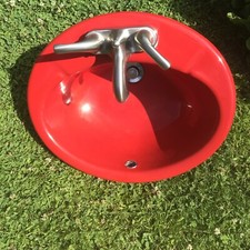 VINTAGE USED KOHLER RUBY RED CAST IRON BATHROOM SINK 2904 size  19" X 18 1/4