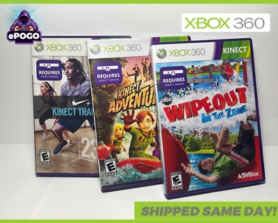 3 GAME KINECT LOT Wipeout, Adventures, Training - (Microsoft Xbox 360) TESTED  
