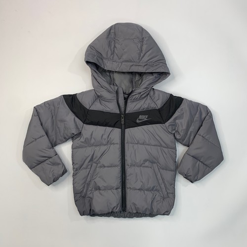 Nike Jacket Boys Youth XS Extra Small (3-4 years) Grey Hooded Puffer Insulated - Picture 2 of 9