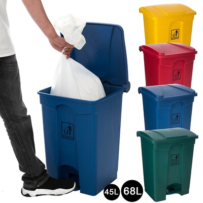 New Curvaso Large 45L 68L Pedal Dustbin Home Kitchen Bathroom Waste Bin  Plastic UK