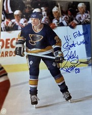Bob Bassen Autograph Photo St.Louis Blues Also personalized. Attention Edward.