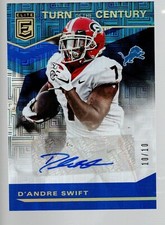 2020 Elite Panini Chronicles Turn of the Century Auto Blue 9 D'Andre Swift 10/10
