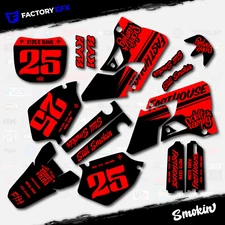 Black & Red Smokin Graphics Kit fits Yamaha Yz125 Yz250 00-01 Plates YZ 125 250