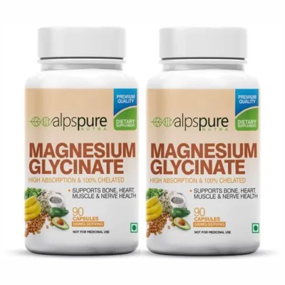 Alpspure Nutra Magnesium Glycinate Capsules, 90 Capsules Each Set Of 2
