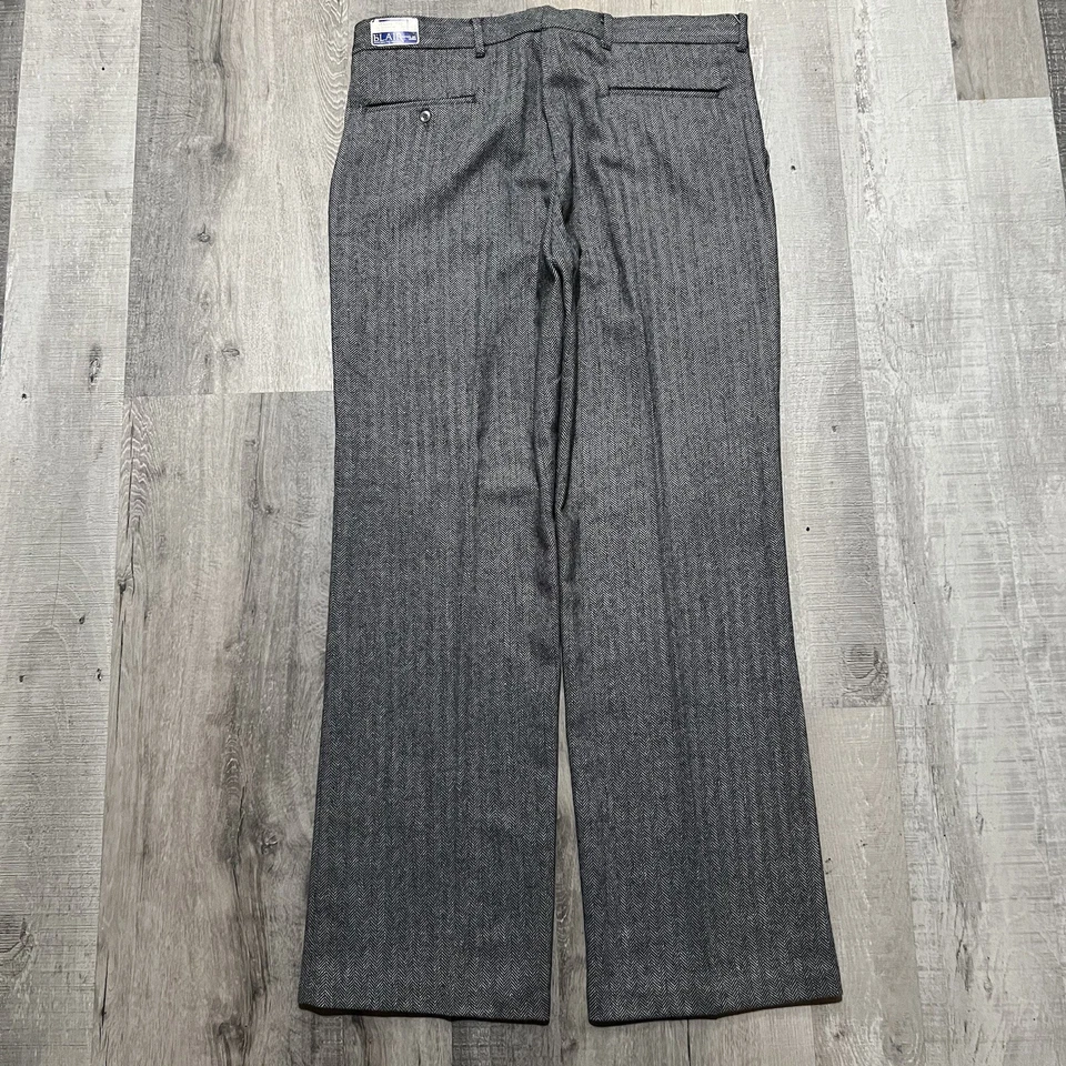 Винтажный Blair Мужская одежда брюки шерстяная смесь серый Herringbone 70-х брюки брюки новый с Ярлыками 38 - Изображение 2 из 4