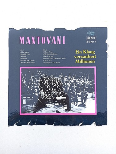 Mantovani mit rosa Blumen Portrait auf LP - Karton, Original Unikat Collage - Bild 4 von 5
