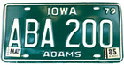 Iowa 1985 License Plate Aba 200 Auto Adams Co Man Cave Wall Decor Collector