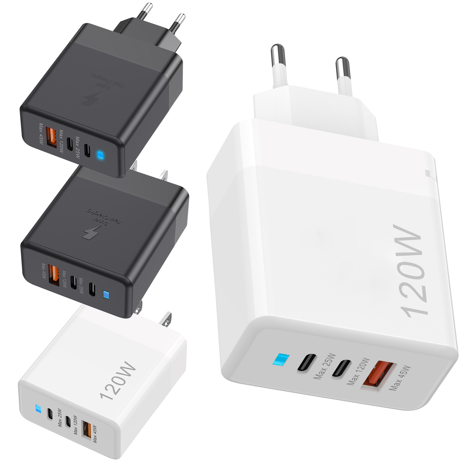 120W Fast Charging Block Multi-Port USB Charger for Quick Power