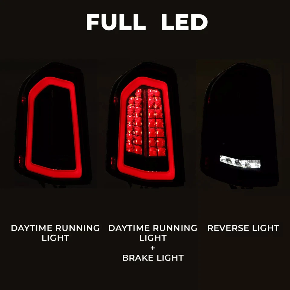 一对黑色全 LED 尾灯尾灯适用于 2011 年 2012 - 2014 年克莱斯勒 300 轿车 — 第 3/4 张图片