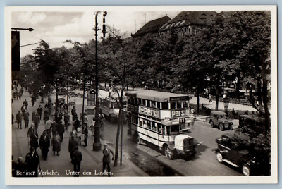 Germany Postcard Unter den Linden Berlin traffic c1930's Vintage RPPC Photo