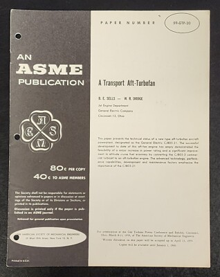 ASME Publication A Transport Aft-Turbofan Presentation Booklet 1959 59-GTP-20