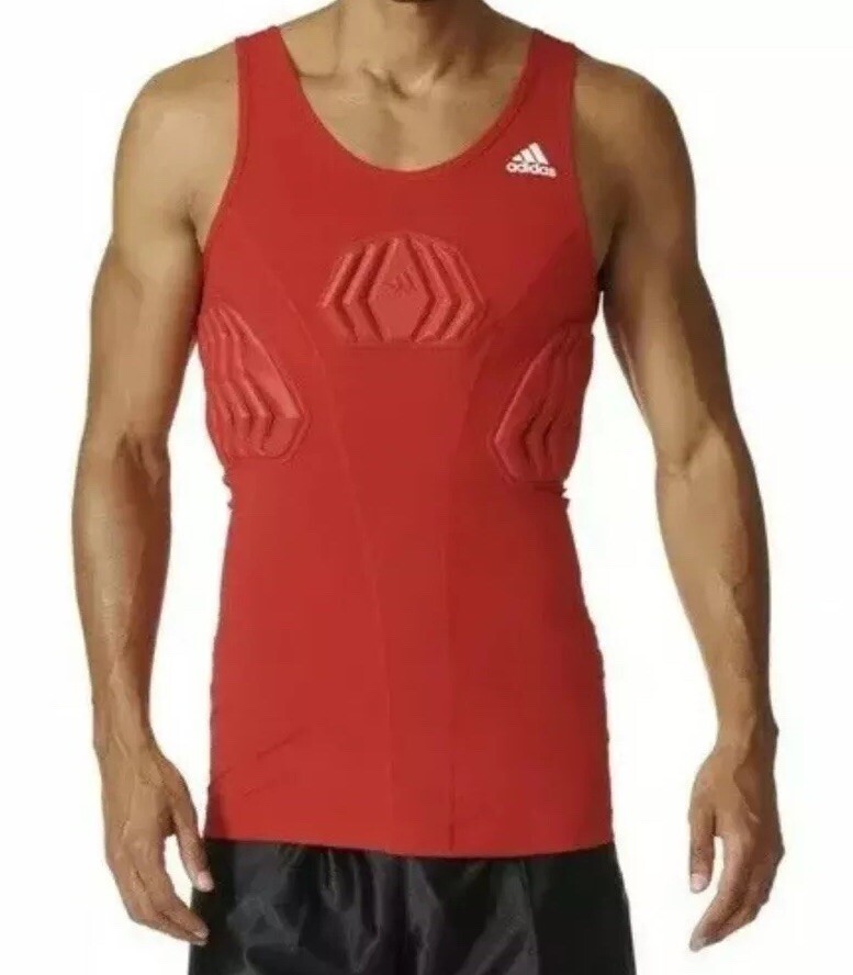 55 Adidas Techfit Basketball Padded Compression Tank Men’s Size XL Red