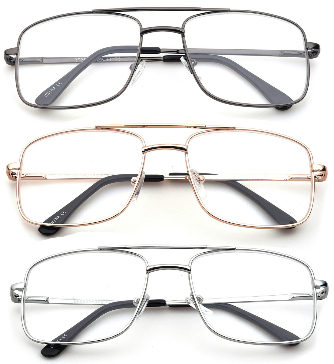 Aviator Reading Glasses Classic Square Retro Metal Frame