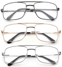 Aviator Reading Glasses Classic Square Retro Metal Frame Spring Hinge Reader