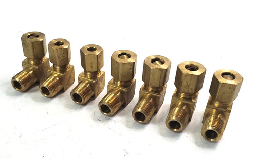 UNKNOWN BRAND 90 DEGREE BRASS UNION COMPRESSION TUBE 7/16-24 LOT OF 7