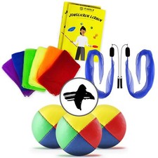 Diabolo Freizeitsport Jonglierset 3er Set Bälle, 6er Set Jongliertücher und Poi