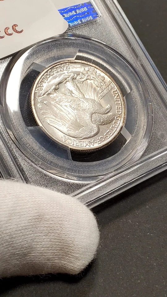 Medio dólar estadounidense raro aprobado por MS68 PQ Walking Liberty 1942 50c plata graduación profesional Foto 4 de 4