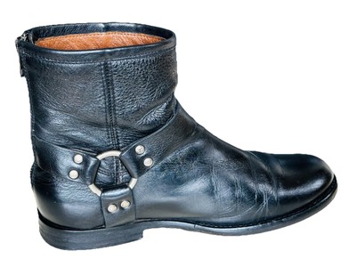 FRYE Women Sz 35.5 /US 5.5 M The Phillip Harness Black Leather Ankle Boots $298