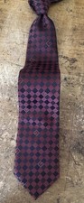 Gucci Silk Tie - Red Maroon G Monogram Checkered Check Crest Logo Made In Italy
