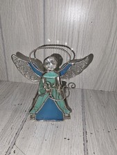 Vintage Stained Glass Angel Suncatcher 6.5  Tall Religious Beautiful Tea Light