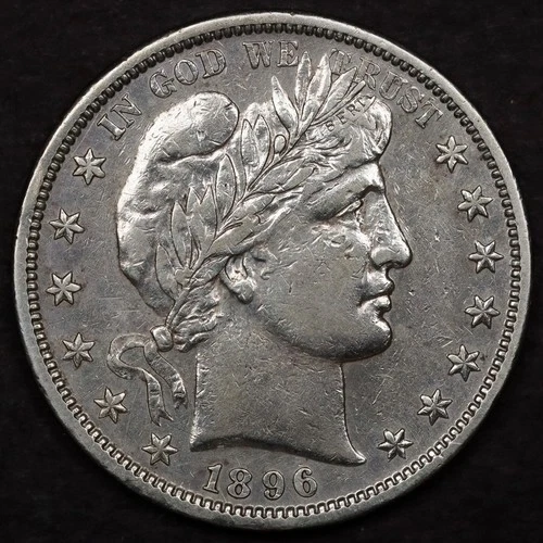1896-S 50c Barber Half Dollar - AU Cleaned