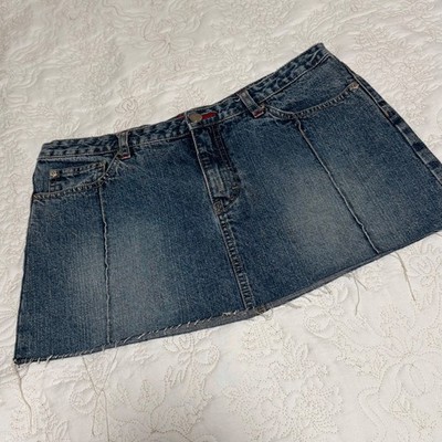Vintage Union Bay Denim Mini Skirt Juniors 11 Low Rise Blue Jean Grunge 90s Y2K