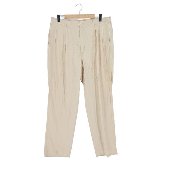 Vintage Preppy Polo Ralph Lauren Mens 38x32 Khaki Pleated Chino Pants USA Offic