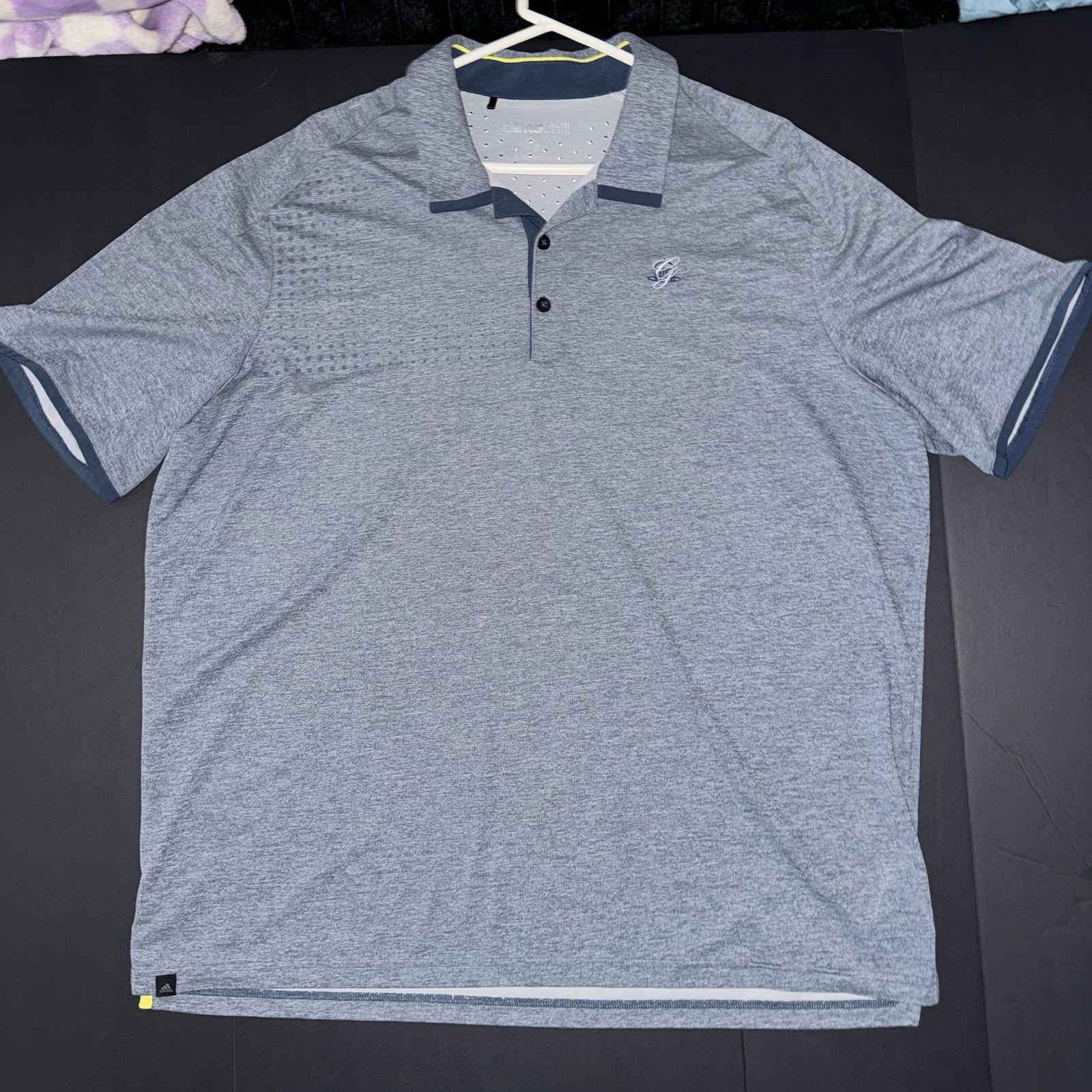 adidas Climachill Polo Shirt M Gray Golf Short Sleeve Logo